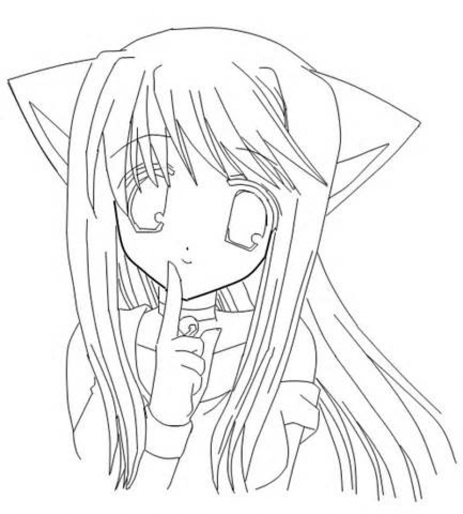 Anime Cat Girl Coloring Pages
 Anime Girl Coloring Pages coloringsuite