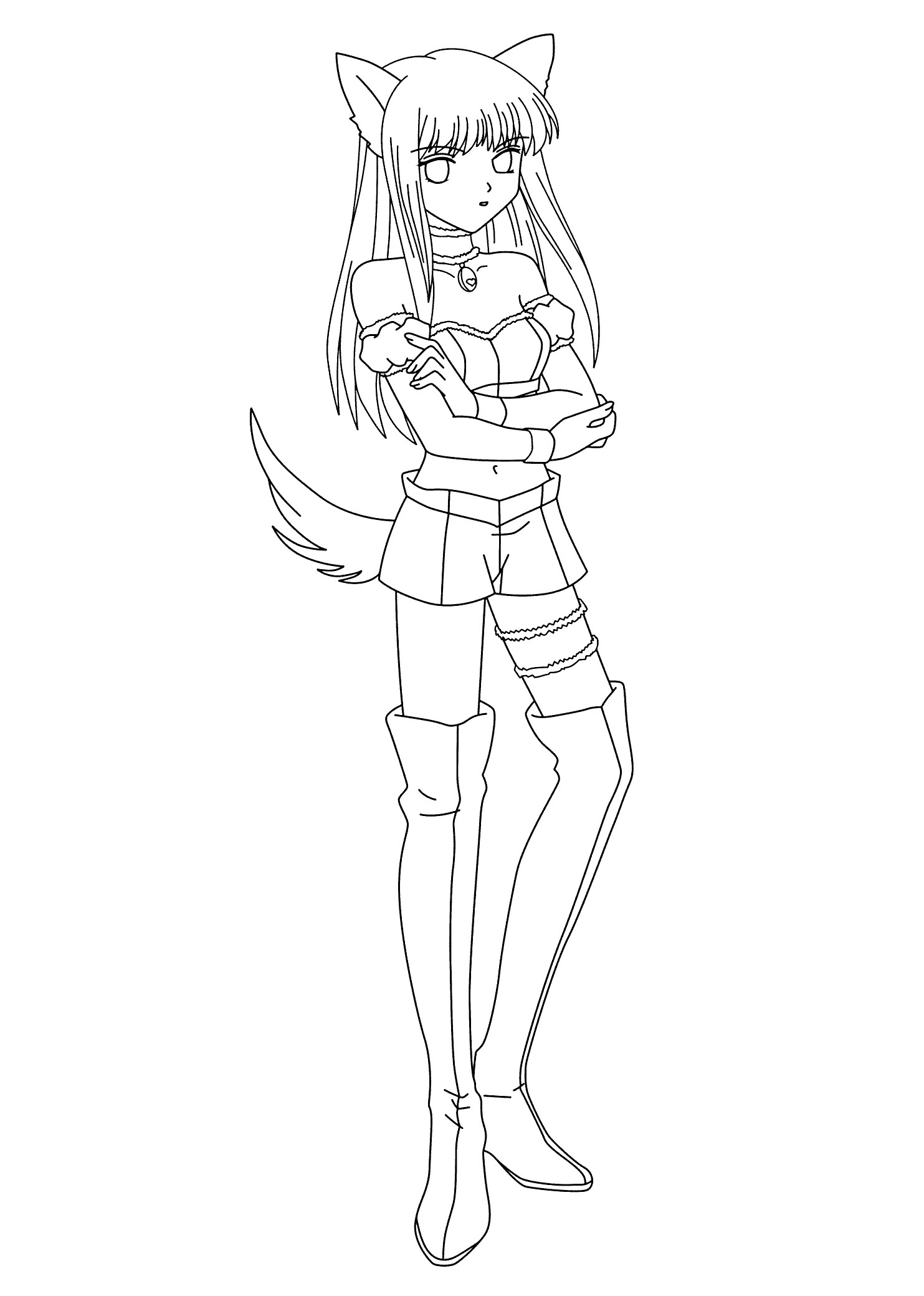 Anime Cat Girl Coloring Pages
 Anime Girl Coloring Pages coloringsuite