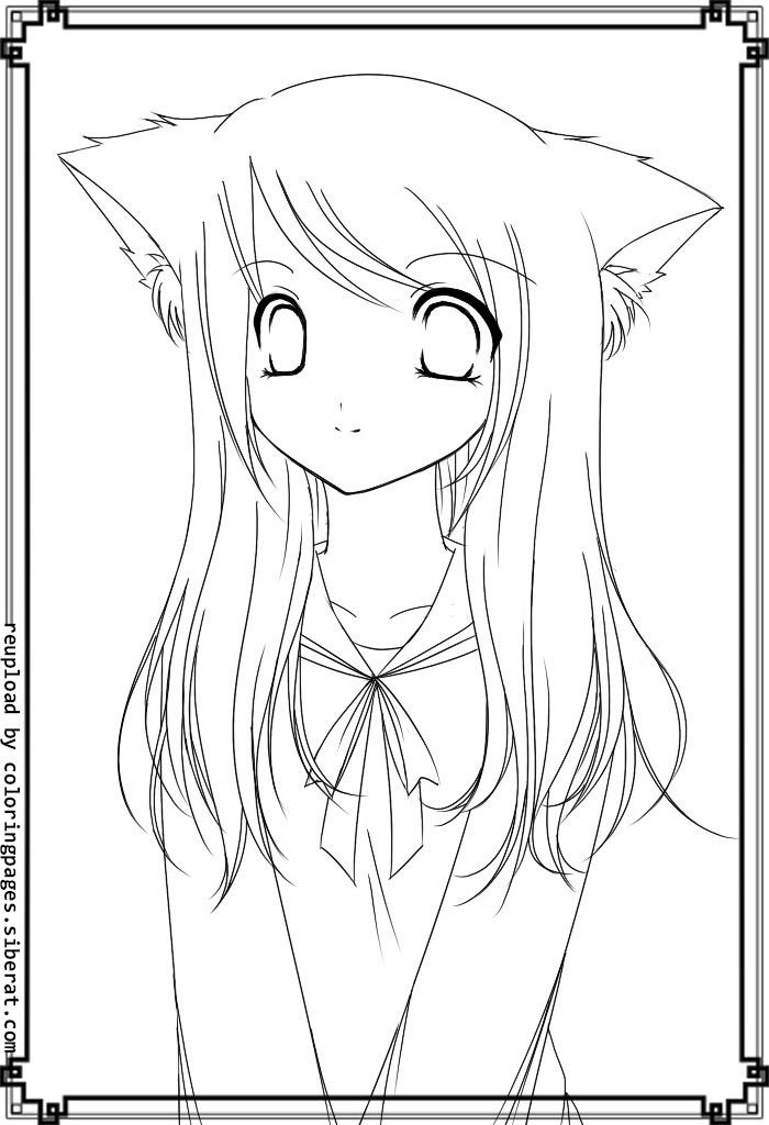 Anime Cat Girl Coloring Pages
 Anime Kitten Coloring Pages Coloring Pages
