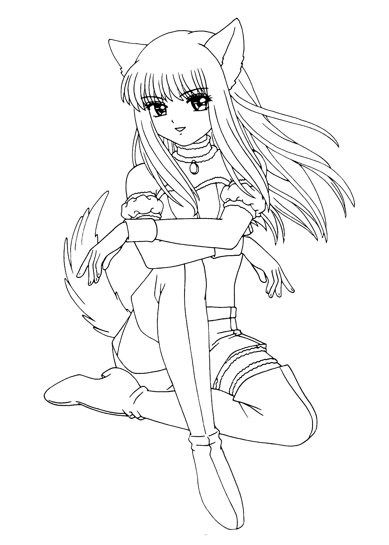 Anime Cat Girl Coloring Pages
 Anime Cat Girl Coloring Pages To Print Coloring Pages