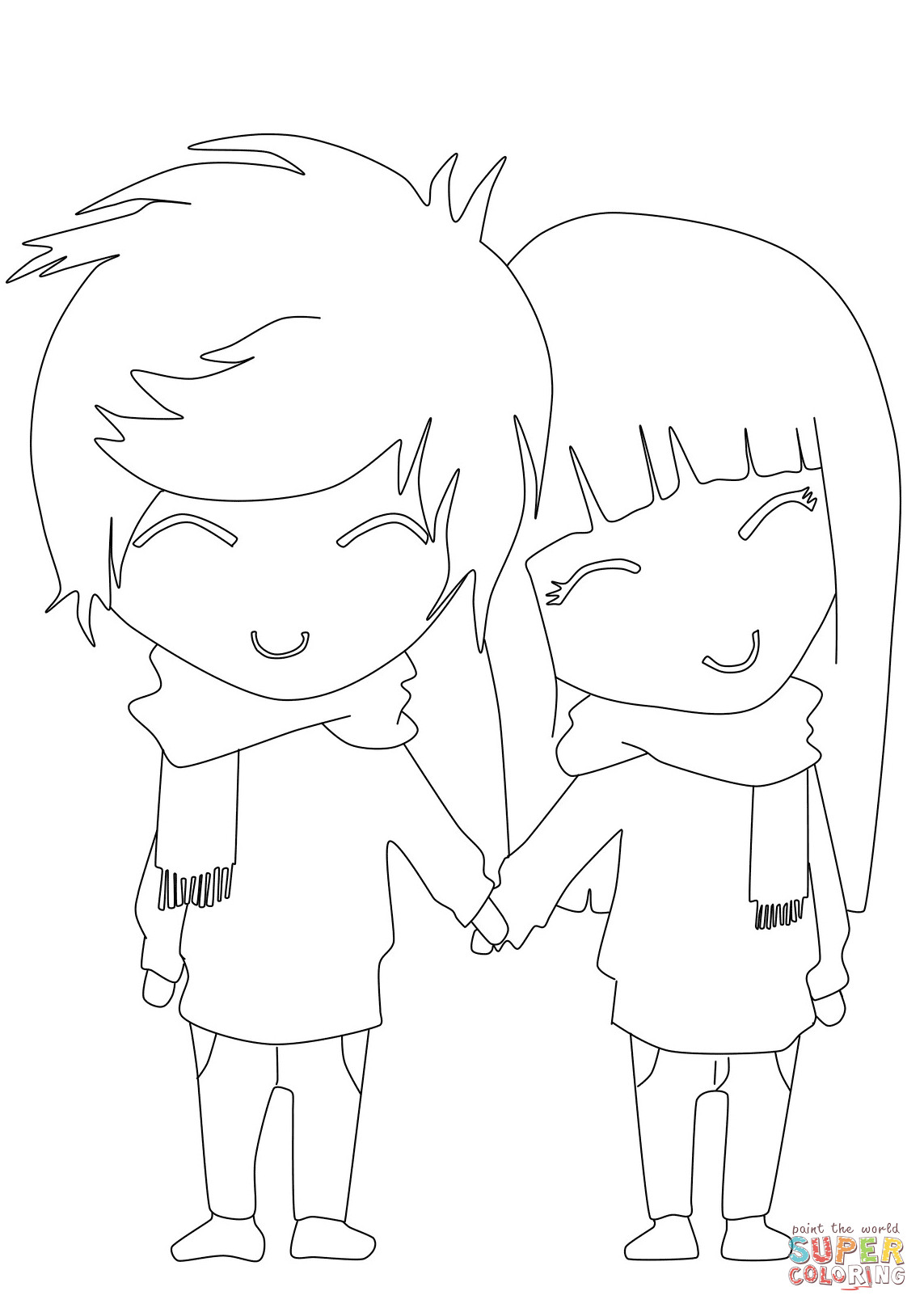 Anime Coloring Pages Boy And Girl
 Anime Boy and Girl coloring page
