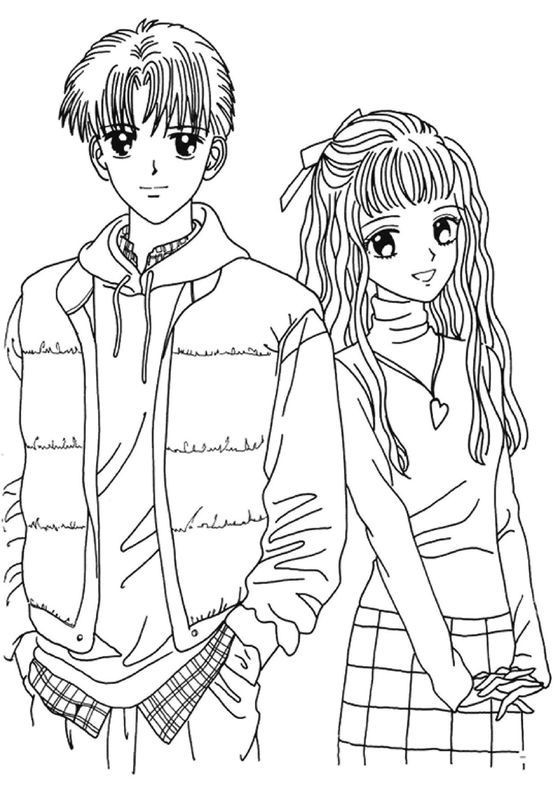 Anime Coloring Pages Boy And Girl
 Boy and Girl Anime Coloring Page to Print New Coloring