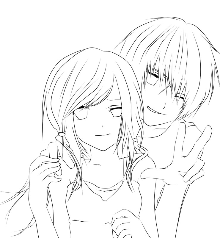Anime Coloring Pages Boy And Girl
 Couple Vector by Ayuko15 on DeviantArt