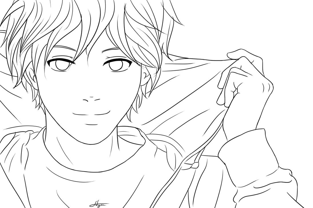 Anime Coloring Pages Boys
 Lineart Boy by Sofyarts on DeviantArt