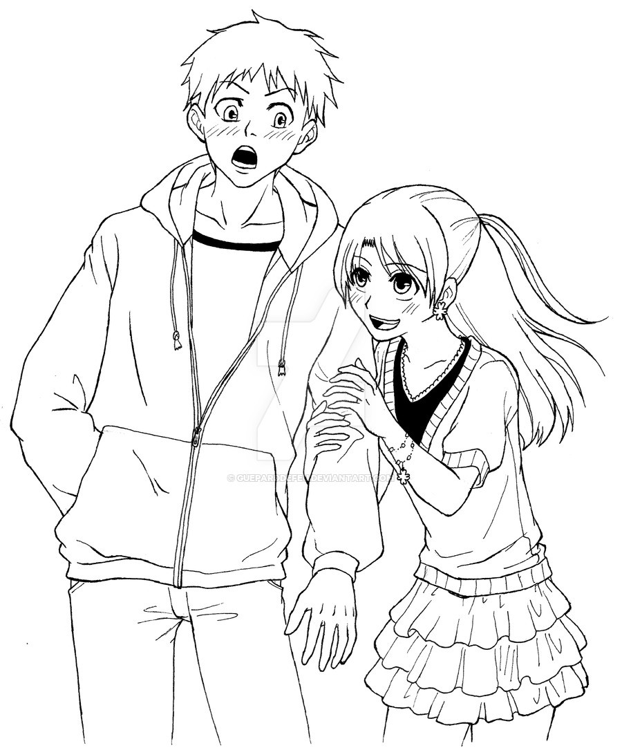 Anime Girl And Boy Coloring Pages
 Boy And Girl Anime Drawing at GetDrawings