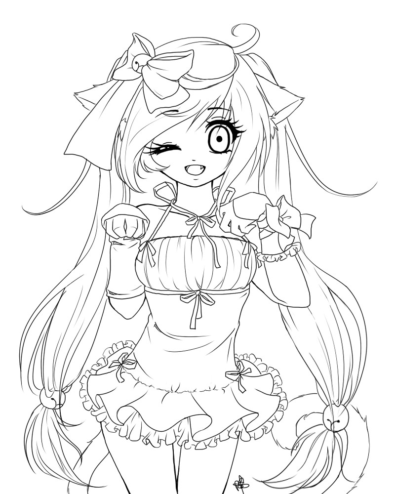 Anime Girl Coloring Pages
 Anime Cat Girl Coloring Pages Coloring Home