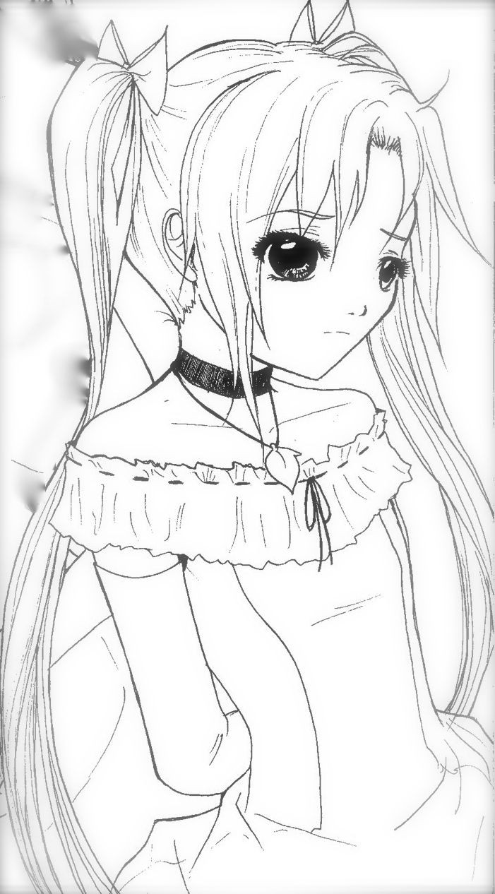 Anime Girl Coloring Pages
 anime coloring page sad Coloring pages