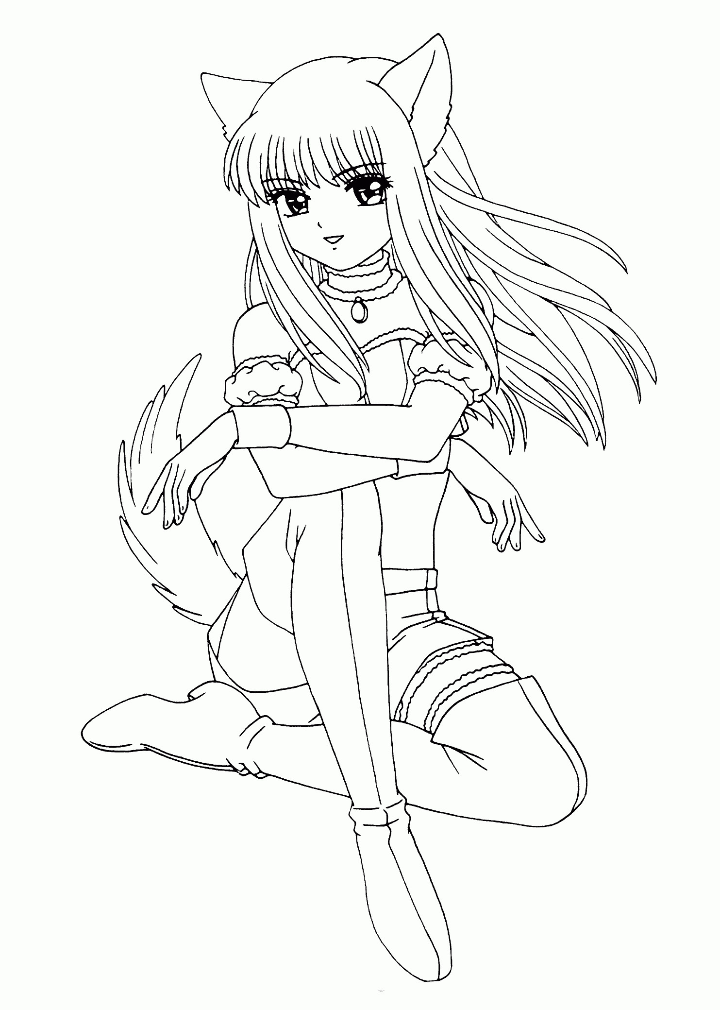 Anime Girl Coloring Pages To Print
 Starfire Coloring Pages Coloring Home