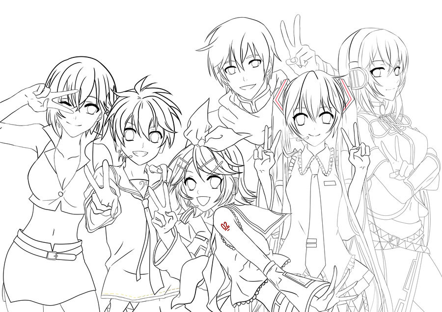 Anime Group Of Boys Coloring Pages
 