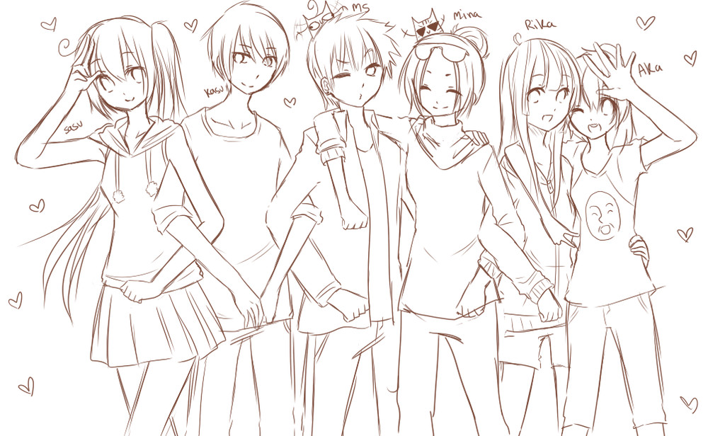 Anime Group Of Boys Coloring Pages
 line art Best Friends Ever by sasucchi95 on DeviantArt