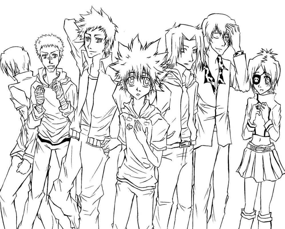 Anime Group Of Boys Coloring Pages
 Lineart KHRVongola by animE fan7 on DeviantArt