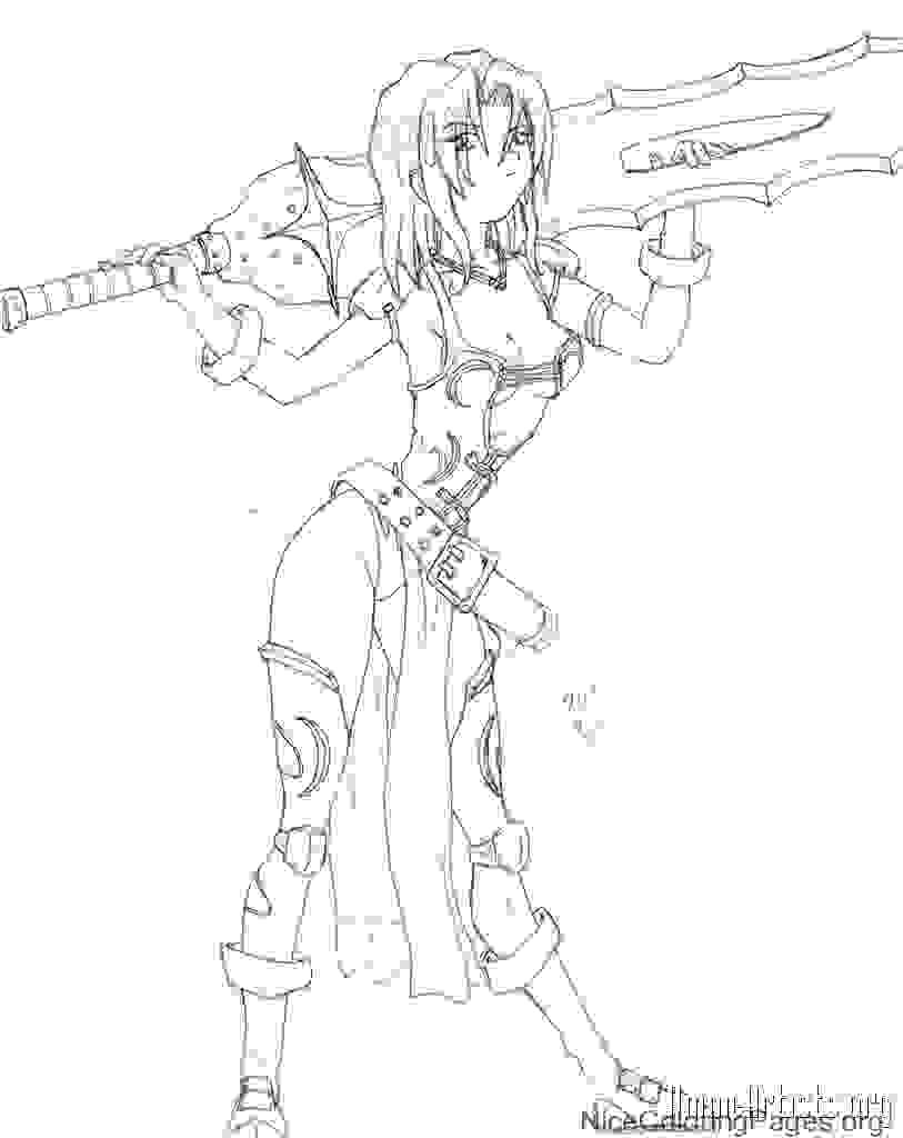 Anime Warrior Girl Coloring Pages
 Anime Warrior Drawing at GetDrawings