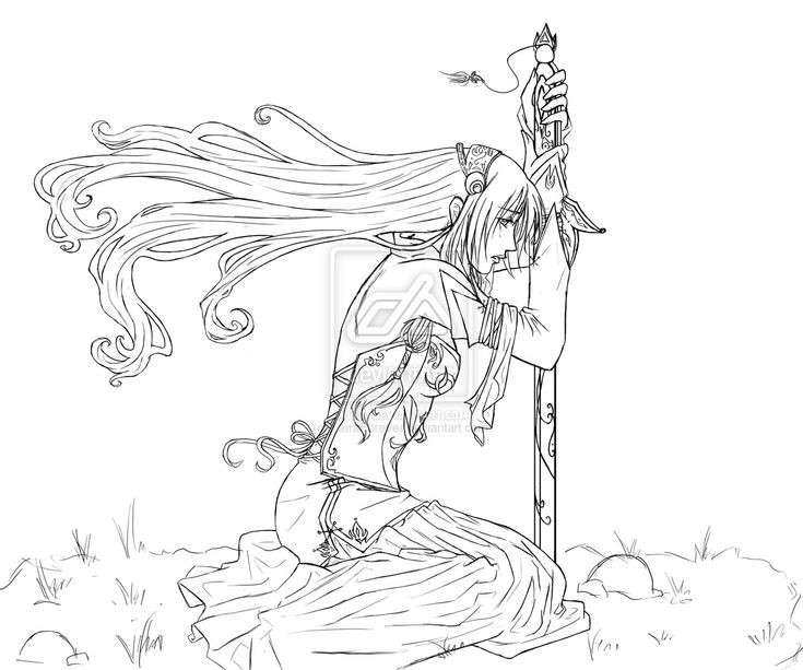 Anime Warrior Girl Coloring Pages
 Elf Warrior Coloring Page