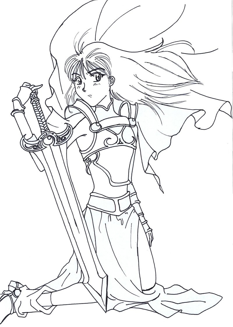 Anime Warrior Girl Coloring Pages
 Warrior girl lineart by Mirax chan on DeviantArt