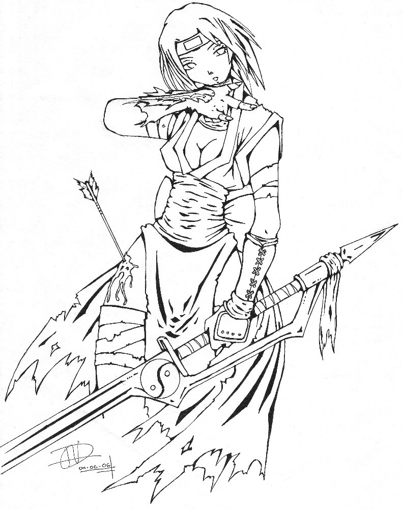Anime Warrior Girl Coloring Pages
 Anime Warrior Girl Drawing at GetDrawings