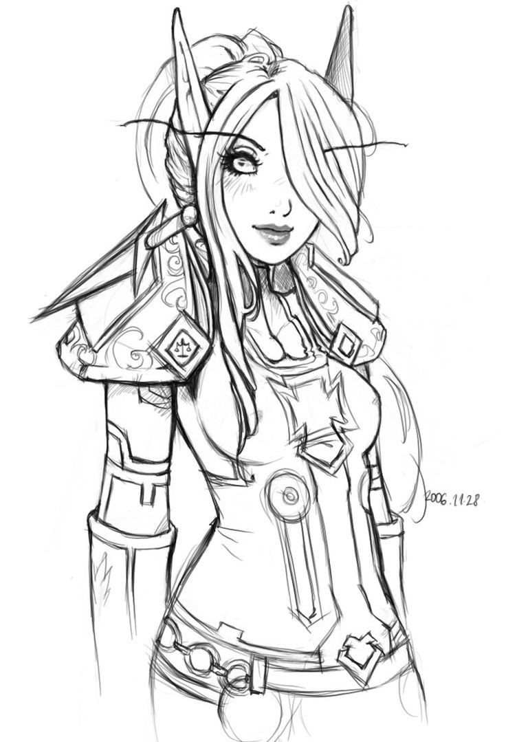 Anime Warrior Girl Coloring Pages
 64 best images about Elves coloring on Pinterest