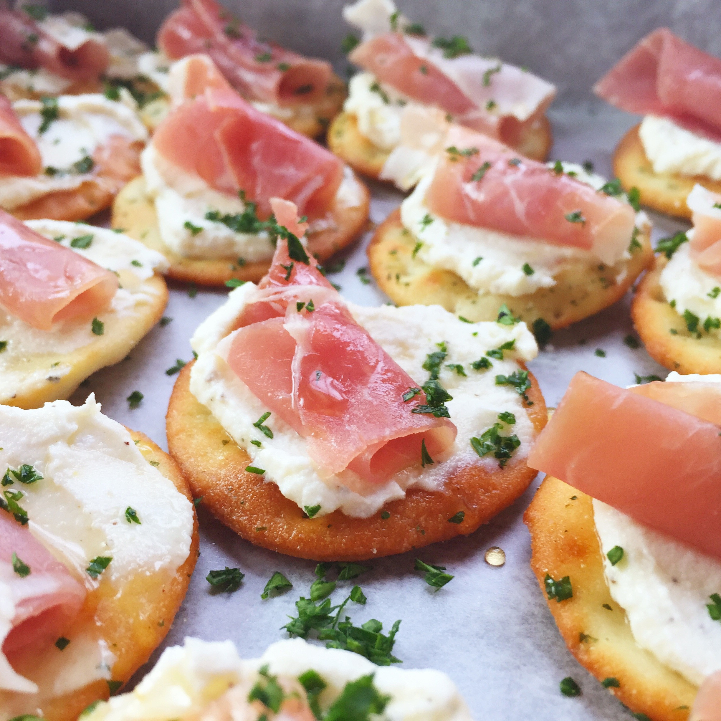 Appetizer Ideas For Dinner Party
 Ricotta and Prosciutto Cracker Appetizer Seasonly Creations