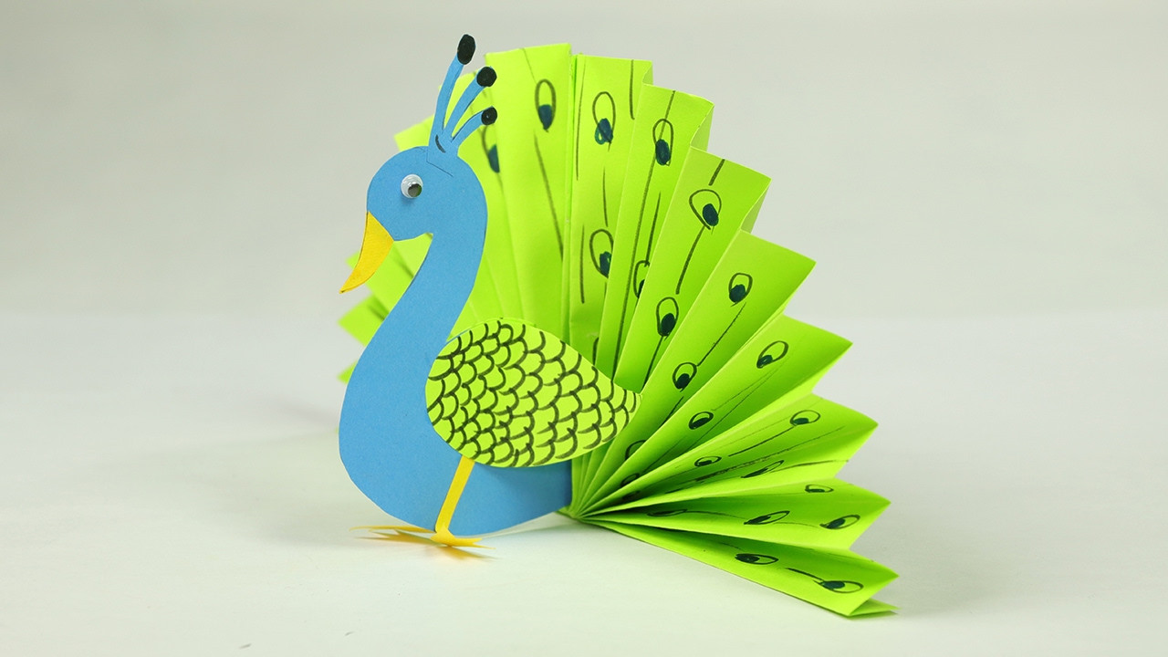 Art And Craft For Kids
 Paper Crafts for Kids Easy Blue and Neon Peacock With