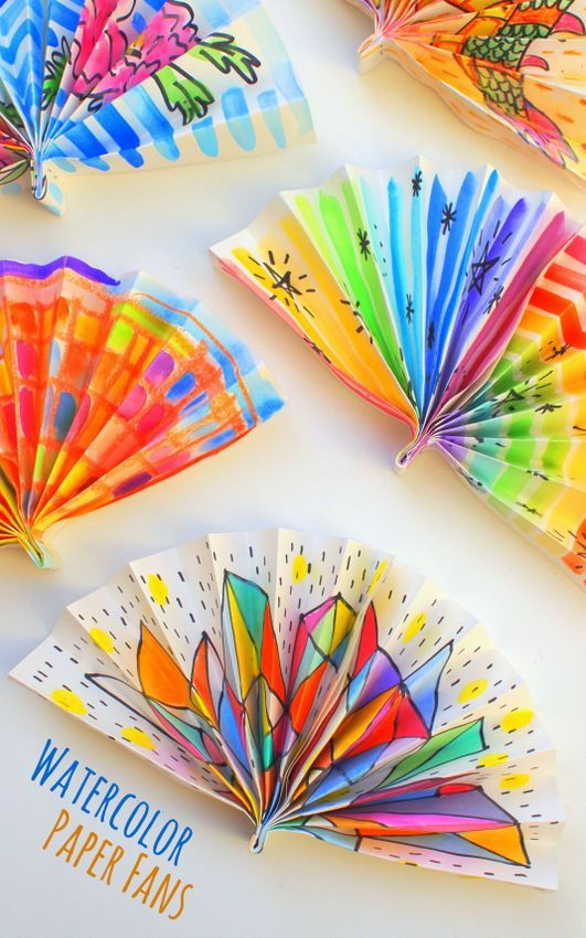 Art And Craft Ideas For Toddlers
 Watercolor Painted Paper Fans