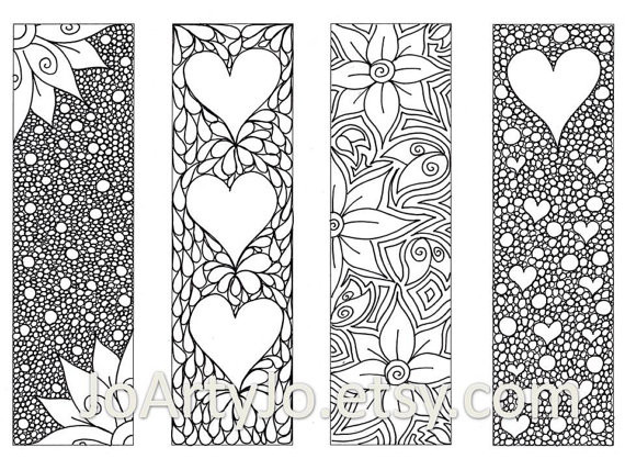 Art Design Coloring Sheets Boys Names
 Valentine s Bookmarks to print and color Zentangle