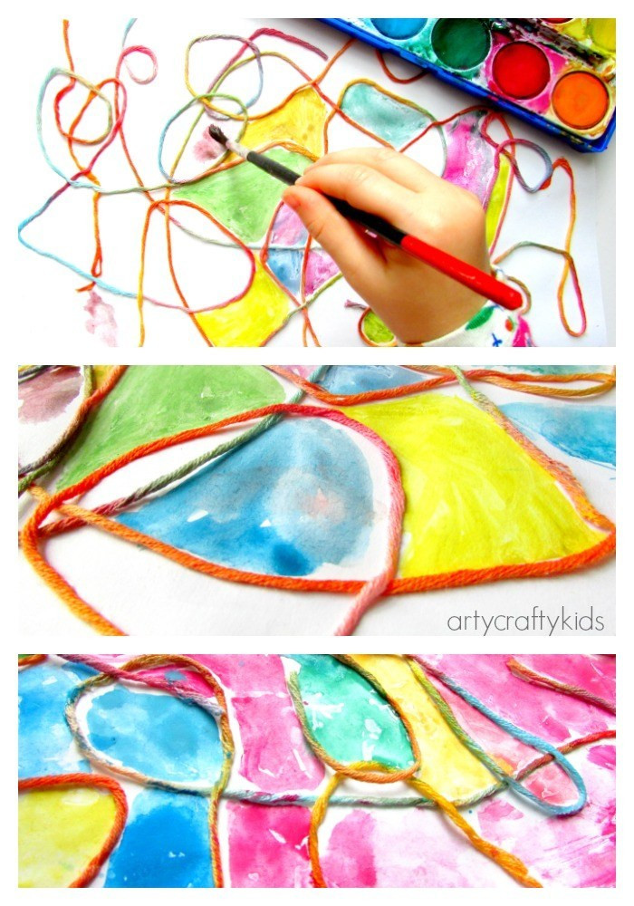 Artwork For Kids
 Watercolour Yarn Kids Process Art Arty Crafty Kids