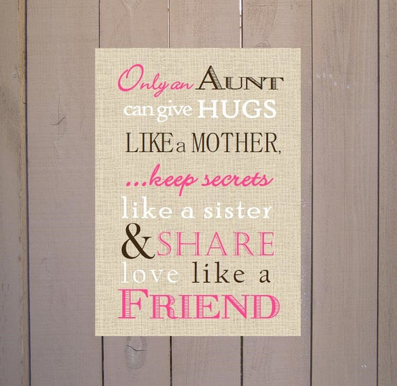 Aunt Like A Mother Quotes
 Aunt Gift ly an Aunt can give Hugs Poem Print and Pop into