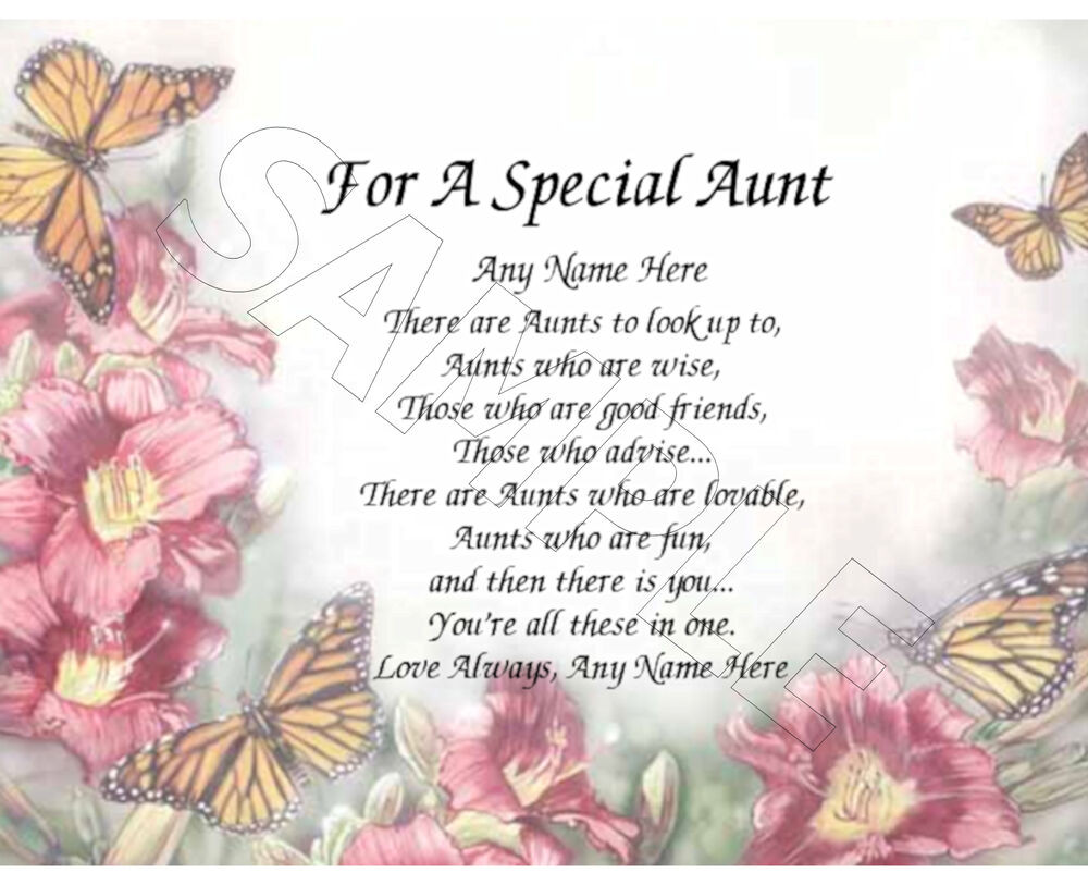 Aunt Like A Mother Quotes
 FOR A SPECIAL AUNT PERSONALIZED PRINT POEM MEMORY BIRTHDAY