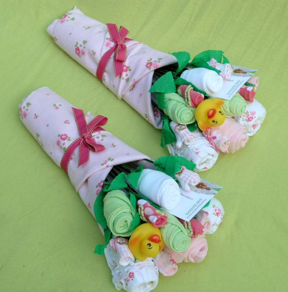 Baby Gift Ideas Pinterest
 Items similar to Girl Twins Baby Bouquet Twin Baby Girls