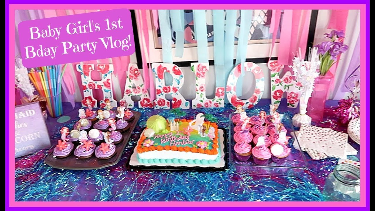 Baby Girl First Birthday Party Ideas
 Baby Girl s 1st Birthday Party VLOG Mermaid theme 1st
