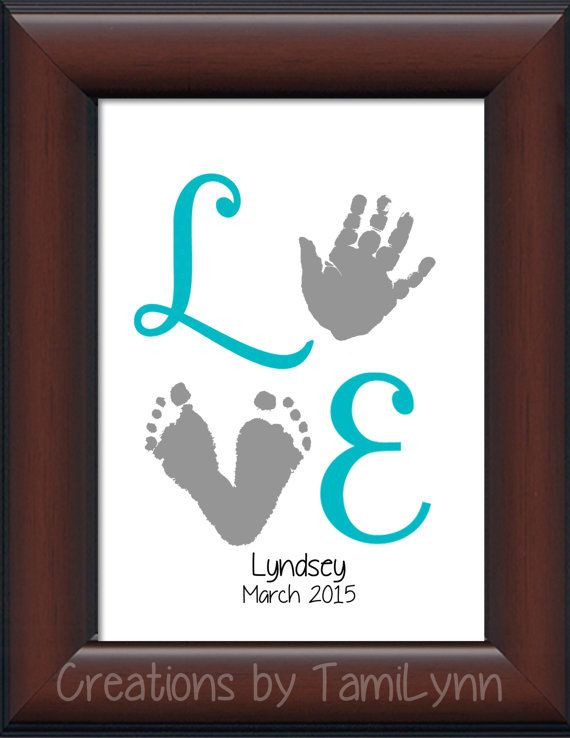 Baby Handprint Gift Ideas
 Baby Girl LOVE Footprint & Handprint by