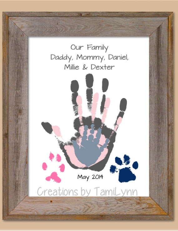 Baby Handprint Gift Ideas
 Items similar to Family and Pet Handprint Art Home Decor