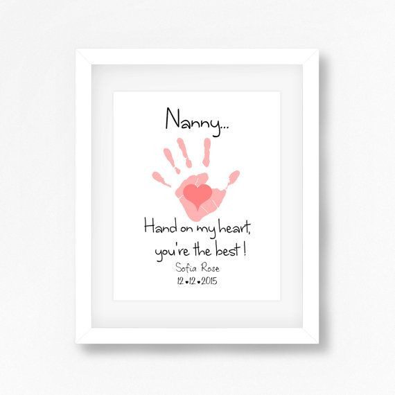 Baby Handprint Gift Ideas
 Mothers Day Gift for Nanny Personalized Grandmother Gift