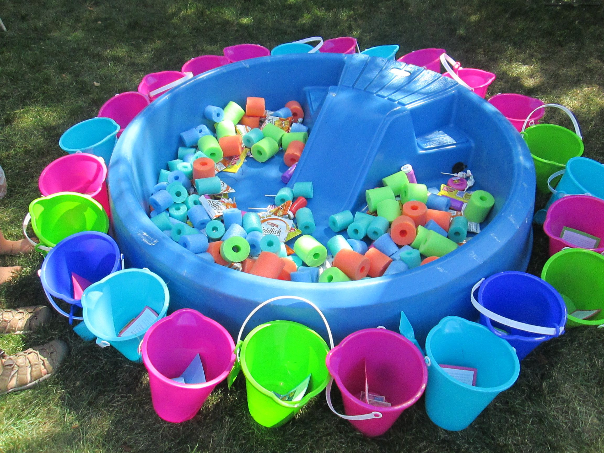 Baby Pool Party Ideas
 Fill a baby pool with cut up pool noodles and goody bag