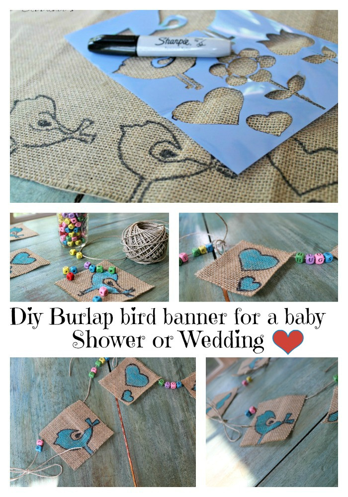 Baby Shower Banner DIY
 Diy burlap bird banner for a baby shower Debbiedoos