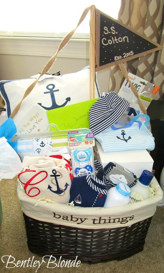 Baby Shower Gift Basket Ideas For Boy
 Nautical Baby Shower Gift Basket