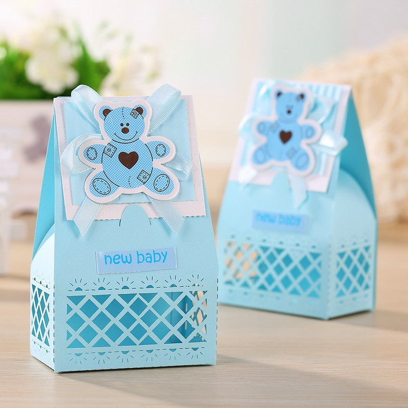 Baby Shower Gift Box Ideas
 Pink and Blue Cute Baby Favors Boxes Baptism Bombonieres