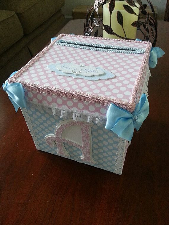 Baby Shower Gift Box Ideas
 Pink And Blue Gift Card Box Baby Shower by