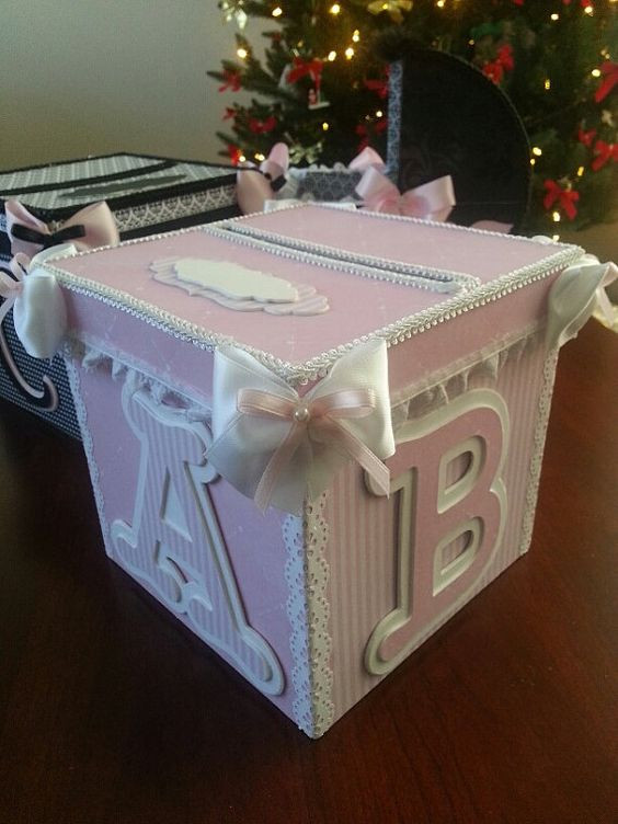 Baby Shower Gift Box Ideas
 Pink And White Money Card Box Gift Card Box Baby