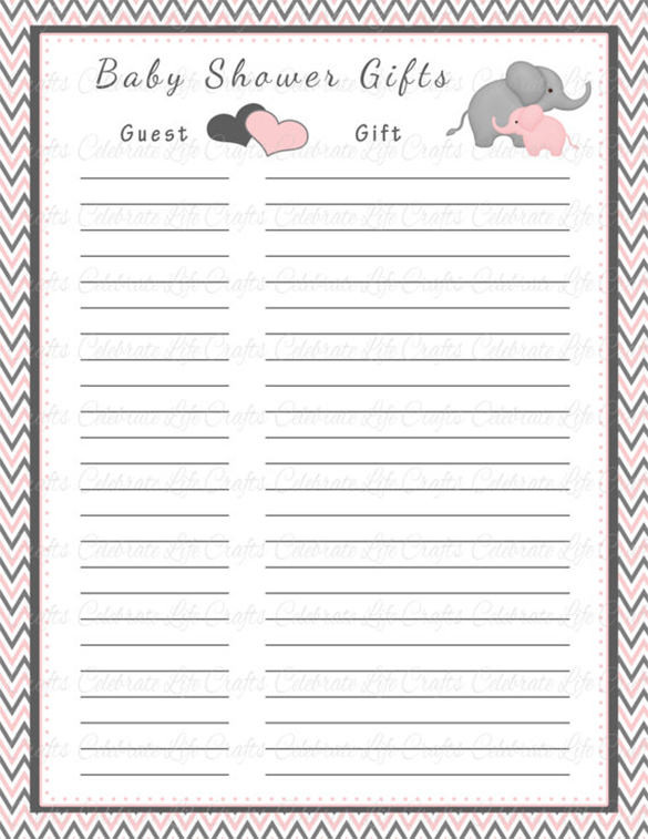 Baby Shower Gift List Ideas
 Baby Shower Gift List Template 5 Free Sample Example