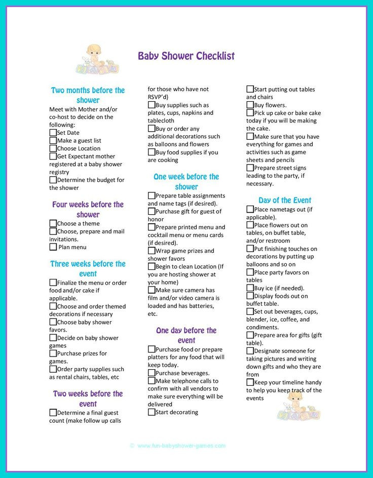 Baby Shower Gift List Ideas
 baby shower checklist to help plan the perfect baby shower