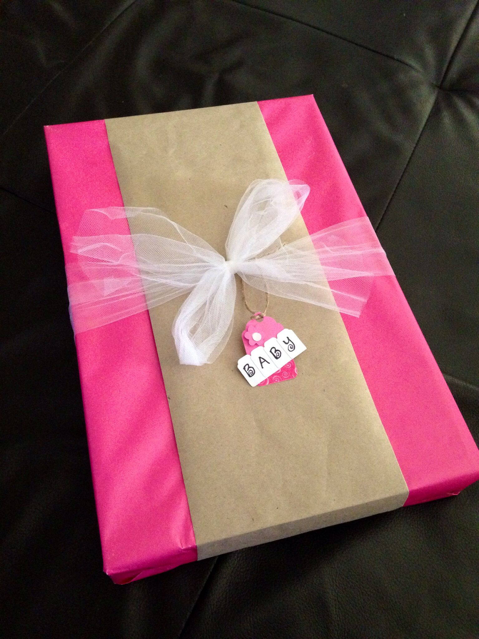 Baby Shower Gift Wrapping Ideas
 DIY baby shower t wrap idea Solid pink wrapping paper