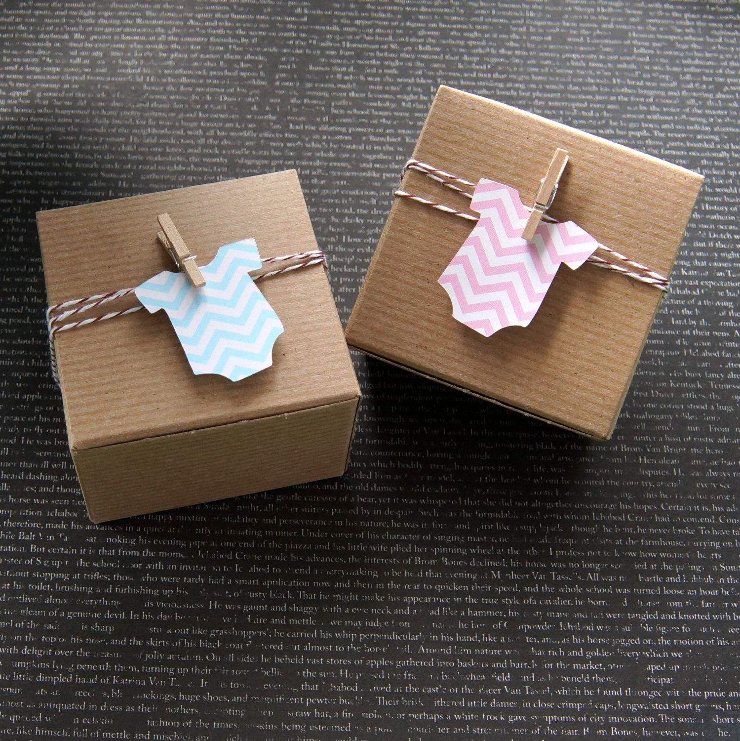 Baby Shower Gift Wrapping Ideas
 12 Chevron Baby Bodysuit or Romper Baby Shower Favor Box