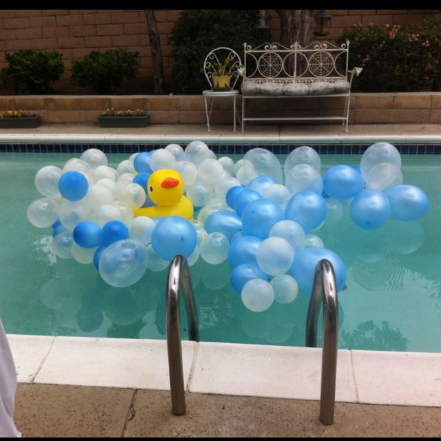 Baby Shower Pool Party Ideas
 Rubber ducky Baby shower idea for the pool Tie balloons