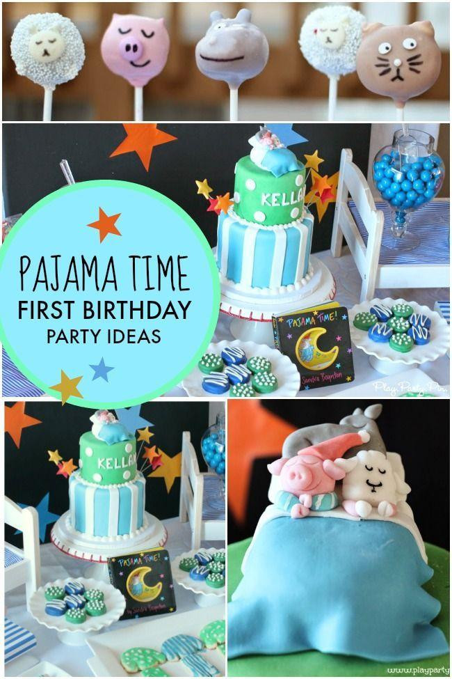 Baby'S First Birthday Decorations
 A Pajama Time Boy s 1st Birthday Party Spaceships and