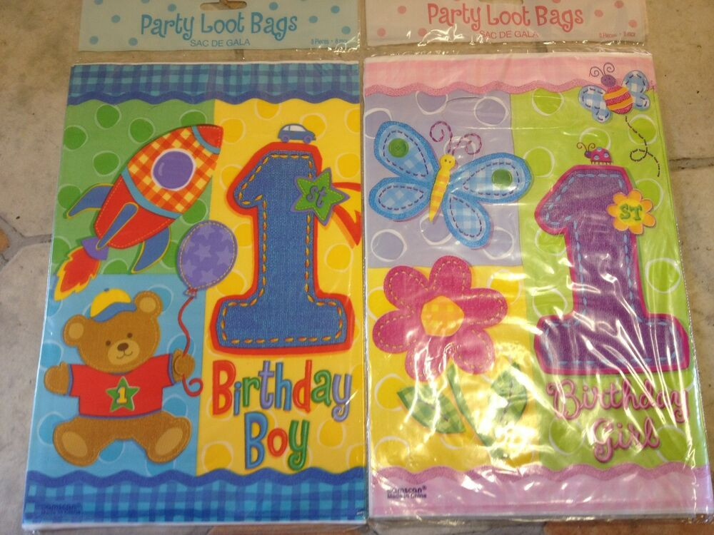 Baby'S First Birthday Decorations
 Baby s 1st Birthday Party Loot Bags Baby Boy or Girl Pack