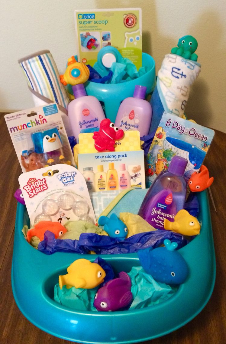 Babyshower Gift Ideas
 "Under the Sea" bath time t basket Use items from her