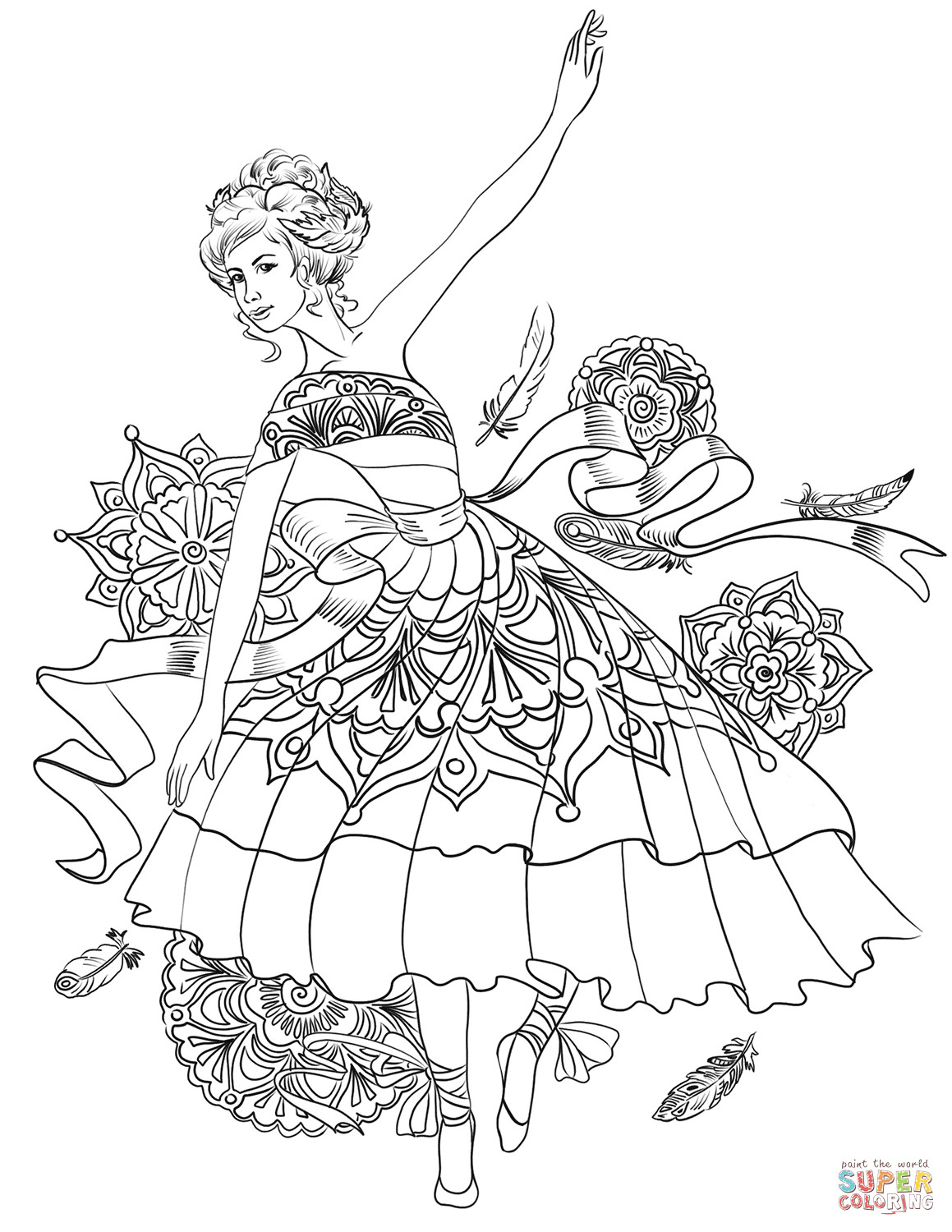 Ballerina Coloring Pages For Girls
 Ballerina Swan Dance coloring page