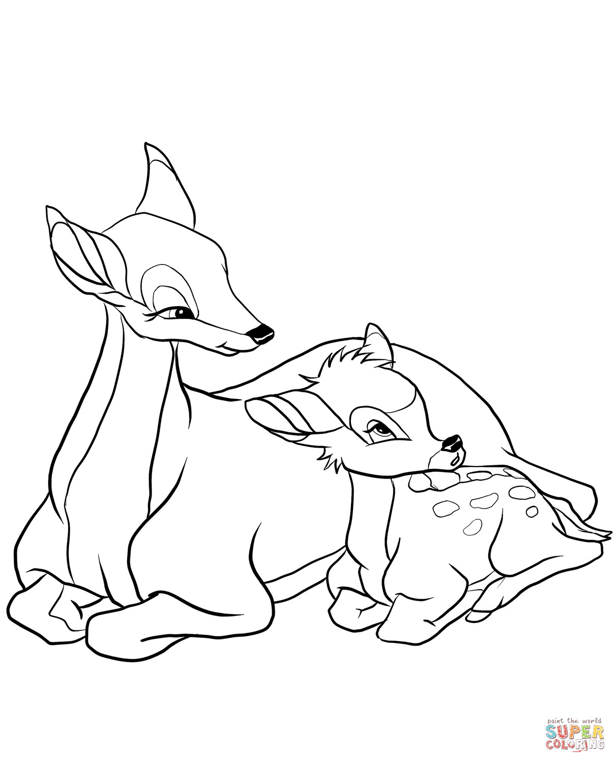 Bambi Coloring Pages
 Bambi with His Mother coloring page