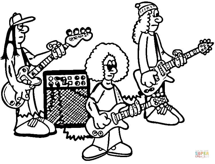 Band Coloring Pages
 Rock Band on Rehearsal coloring page
