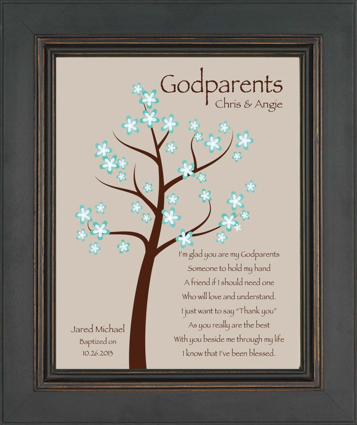 Baptism Gift Ideas From Godmother
 Godparents t 8x10 Print Personalized t for